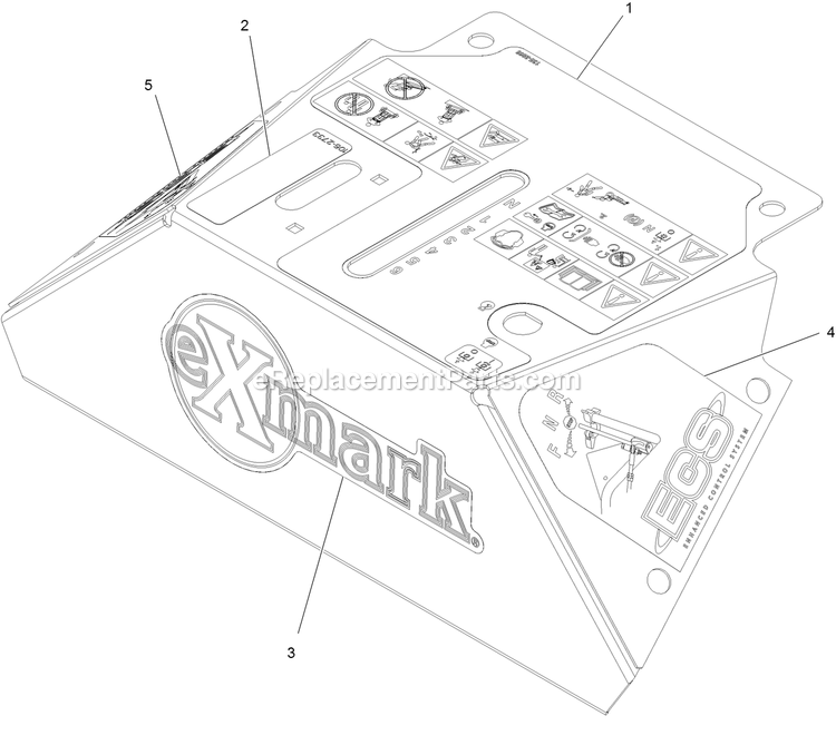 Control Panel With Decals Assembly Diagram and Parts List for VHS481GKA36200 (406294345-408644345)(2020) Exmark Lawn Mower