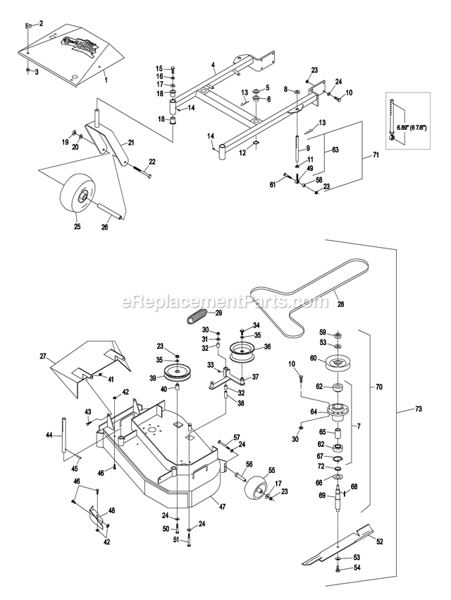 Mower Deck (1) Diagram and Parts List for TT5217KAE (260000-319999)(2001) Exmark Lawn Mower