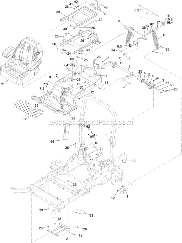 Seat Assembly Diagram and Parts List for LZE730GKA604B3 (315000000-315999999)(2015) Exmark Lawn Mower