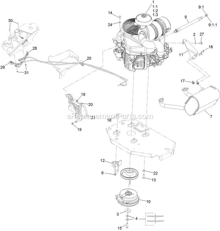 Engine Assembly Diagram and Parts List for LZS651CKA484A2 (402082300-404314158)(2018) Exmark Lawn Mower