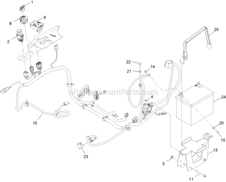 Electrical Assembly Diagram and Parts List for RAS651GKA483A3 (408644346-411294211)(2021) Exmark Lawn Mower