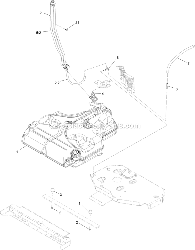 Fuel Assembly Diagram and Parts List for LZX740EKC526W0 (400000000-499999999)(2017) Exmark Lawn Mower