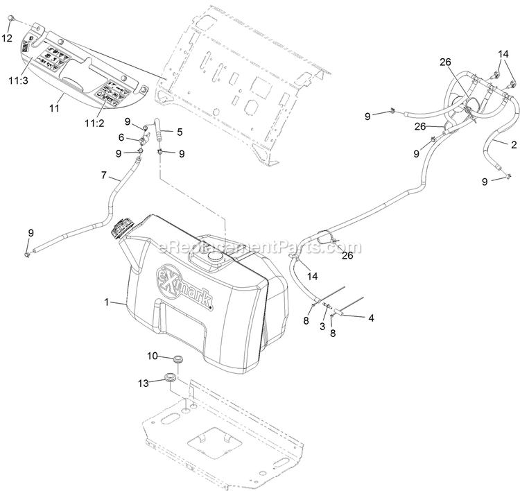 Fuel Assembly Diagram and Parts List for VTX651KA484 (313000000-313999999)(2013) Exmark Lawn Mower