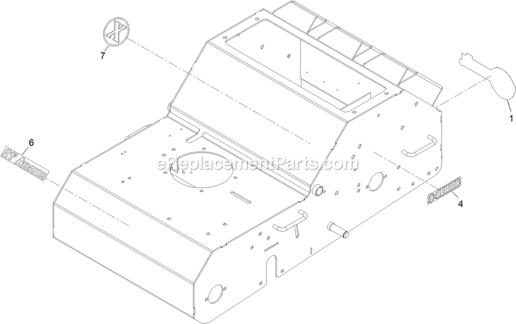 Frame Assembly With Decals Diagram and Parts List for ARS180KA21 (312000000-312999999)(2012) Exmark Aerator