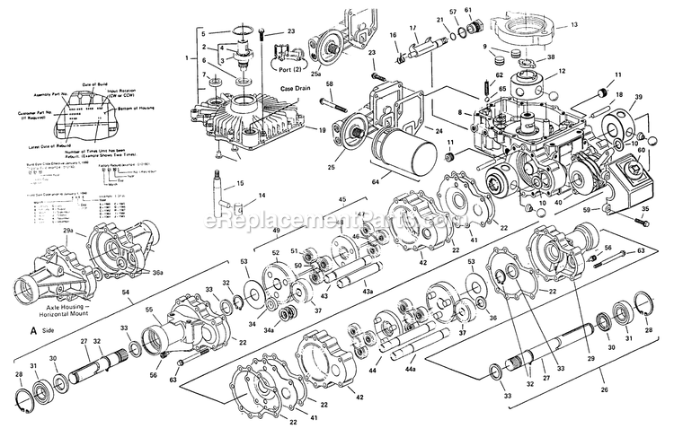 Axle Housing - Horizontal Mount Diagram and Parts List for TR-17K 70000 Exmark Lawn Mower