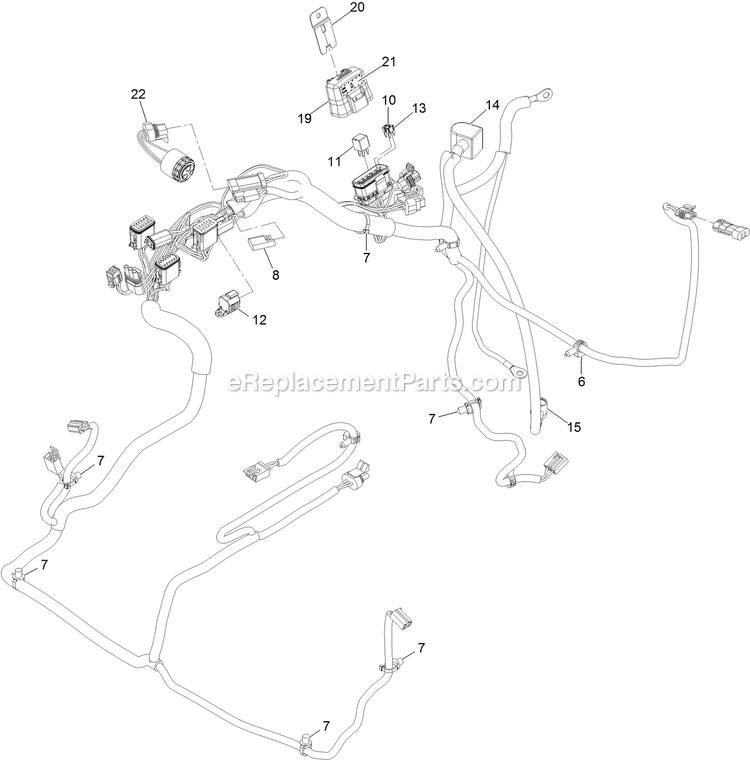 Wire Harness Assembly Diagram and Parts List for LZX740EKC526W0 (400000000-499999999)(2017) Exmark Lawn Mower