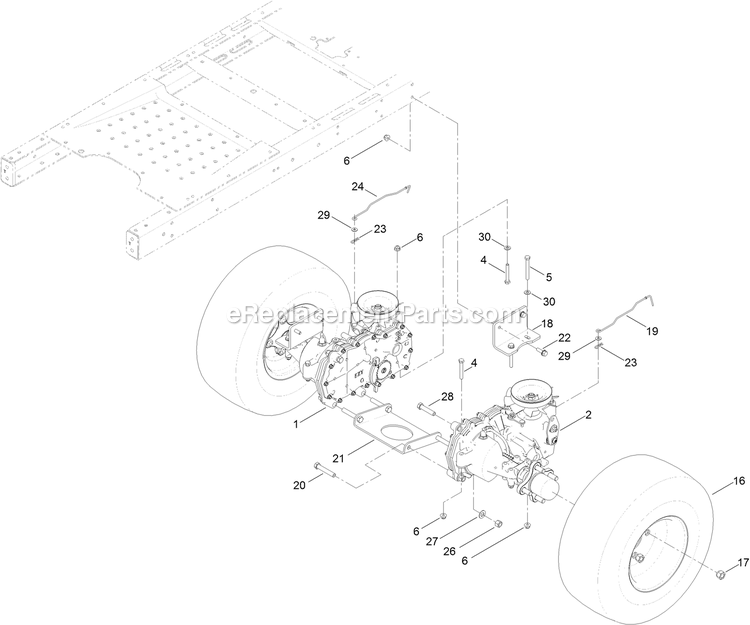 Hydro Transaxle Assembly Diagram and Parts List for QTS708GEM42200 (316000000-399999999)(2016) Exmark Lawn Mower