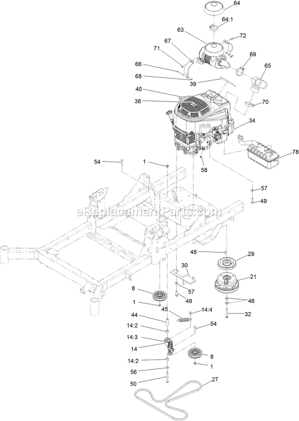 Engine Assembly Diagram and Parts List for RAS708GEM483C3 (406294345-408644345)(2020) Exmark Lawn Mower