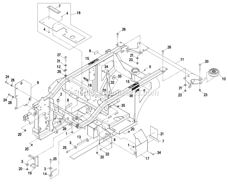 Main Frame Group (2) Diagram and Parts List for NAV27KCCA (850000-919999)(2010) Exmark Lawn Mower