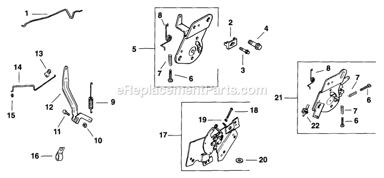 Engine Controls Diagram and Parts List for TT3614KC (160000-169999)(1998) Exmark Lawn Mower