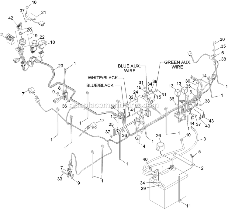 Electrical Group Diagram and Parts List for FR20KC (600000-669999)(2006) Exmark Lawn Mower