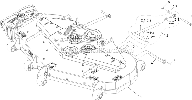 Complete Deck Assembly Diagram and Parts List for LZS902DKU605A1 (316000000-399999999)(2016) Exmark Lawn Mower