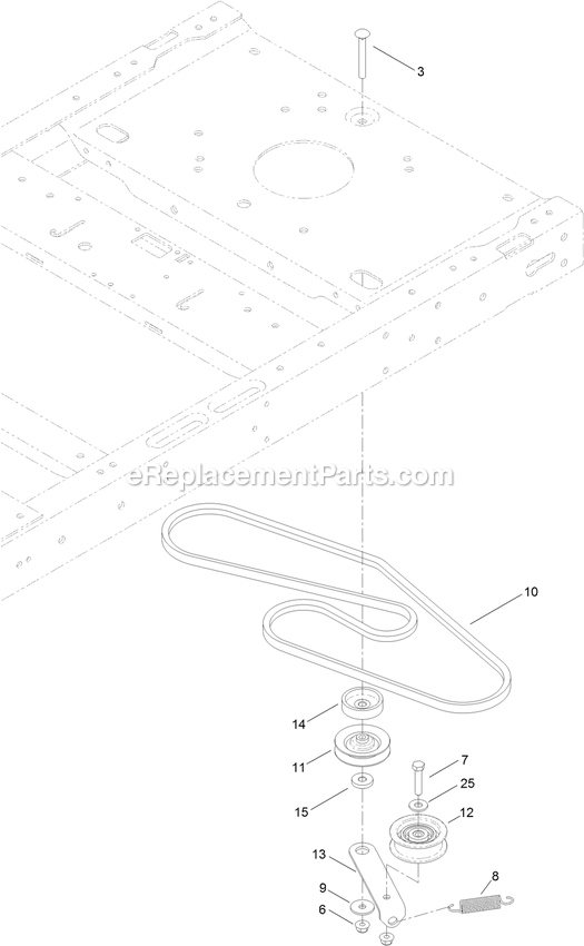 Belt And Idler Assembly Diagram and Parts List for QTS735KC422 (314000000-314999999)(2014) Exmark Lawn Mower