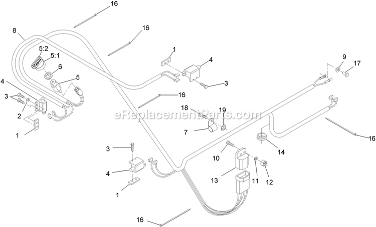 Electrical Assembly Diagram and Parts List for VH481KA483 (314000000-314999999)(2014) Exmark Lawn Mower