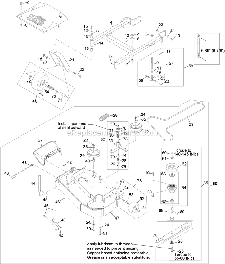 Mower Deck Assembly Diagram and Parts List for TTS481KA363CA (312000000-312999999)(2012) Exmark Lawn Mower
