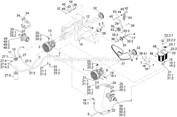 Hydraulic Assembly Diagram and Parts List for LZDS902K605 (313000000-313999999)(2013) Exmark Lawn Mower