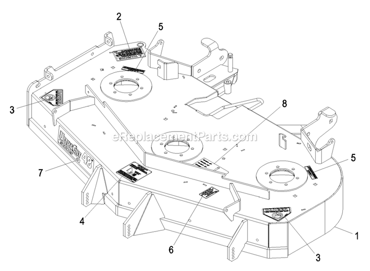 Deck With Decals Assembly (1) Diagram and Parts List for LZAS20BV484 (790000-849999)(2009) Exmark Lawn Mower
