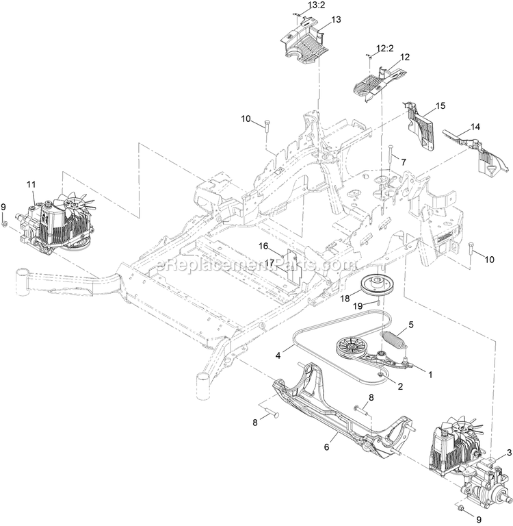 Hydraulic Assembly Diagram and Parts List for LZX993EBV606X1 (411294212-999999999)(2022) Exmark Lawn Mower