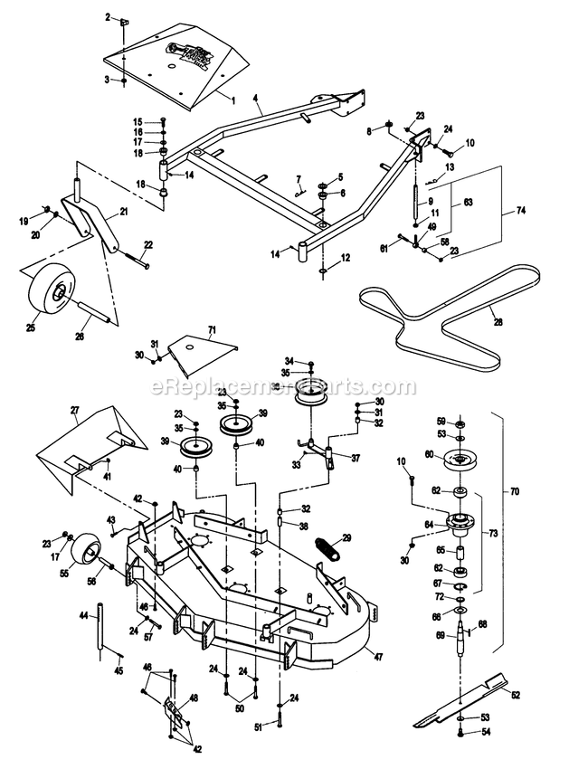 Mower Deck (3) Diagram and Parts List for TT3614KC (160000-169999)(1998) Exmark Lawn Mower