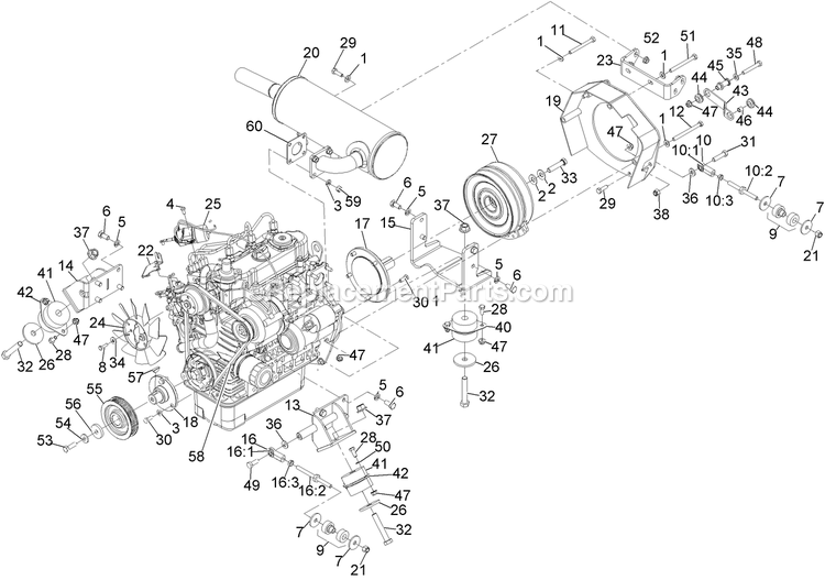 Engine Assembly Diagram and Parts List for LZDS902K605 (313000000-313999999)(2013) Exmark Lawn Mower