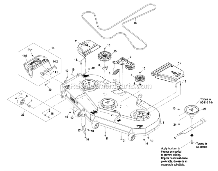 Deck Group (4) Diagram and Parts List for LZAS20BV484 (790000-849999)(2009) Exmark Lawn Mower
