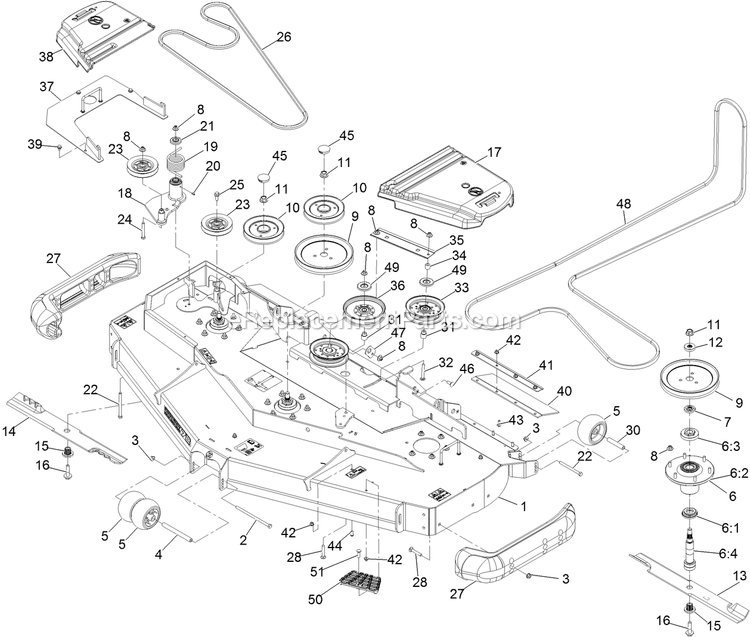 Deck Assembly Diagram and Parts List for LZS902DKU72R00 (400000000-402082299)(2017) Exmark Lawn Mower