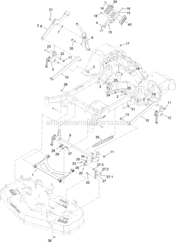 Deck Lift Assembly Diagram and Parts List for STS651GKA48400 (404314159-406294344)(2019) Exmark Lawn Mower