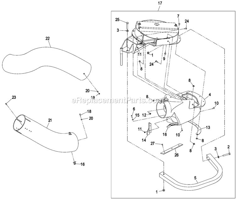 Blower Assembly (4) Diagram and Parts List for LHPUVD5256 (720000-789999)(2008) Exmark Lawn Tractor Accessories