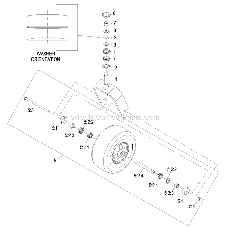 Caster Wheel Assembly (2) Diagram and Parts List for LZZ23KA526 (790000-849999)(2009) Exmark Lawn Mower
