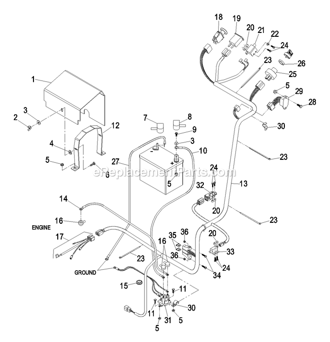 Electrical Group Diagram and Parts List for TT23KAEB (670000-719999)(2007) Exmark Lawn Mower