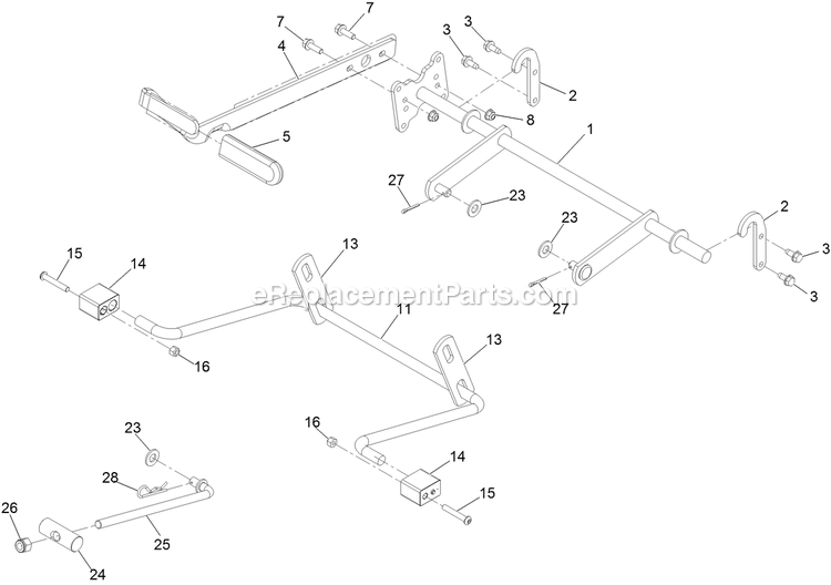Deck Lift Assembly Diagram and Parts List for QZE702GEM42200 (404314159-406294344)(2019) Exmark Lawn Mower