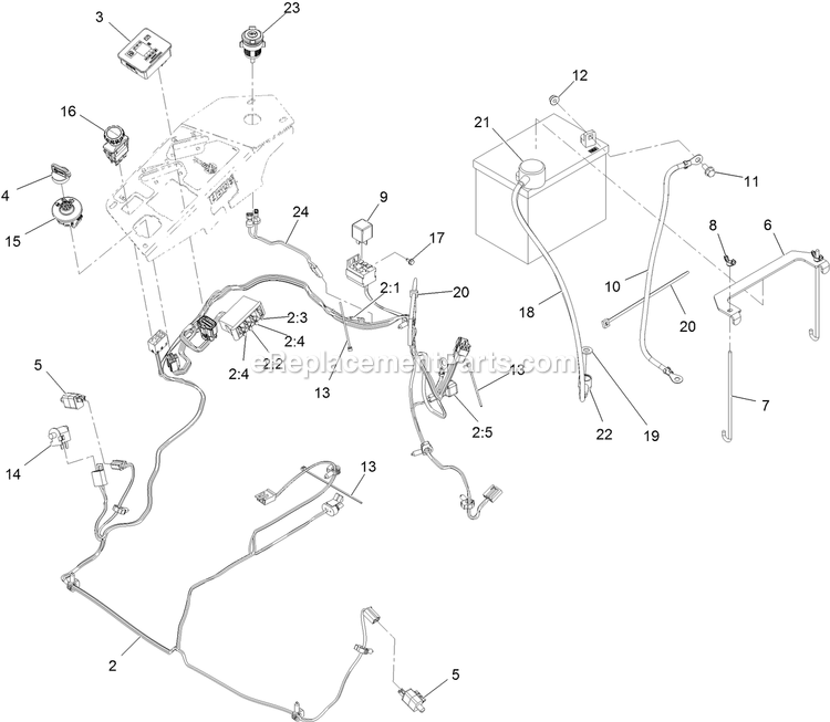 Electrical Assembly Diagram and Parts List for LZX801GKA60600 (315000000-315999999)(2015) Exmark Lawn Mower