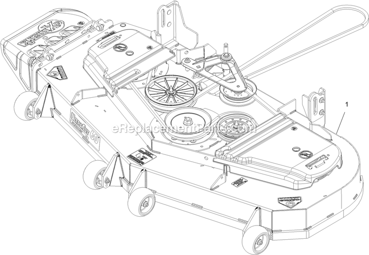 Complete Deck Assembly Diagram and Parts List for LZE27KC604 (920000-999999)(2011) Exmark Lawn Mower