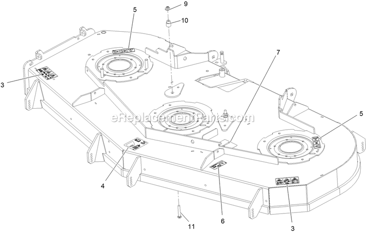 Deck With Decals Assembly Diagram and Parts List for LZS749AKC72400 (316000000-316999999)(2016) Exmark Lawn Mower