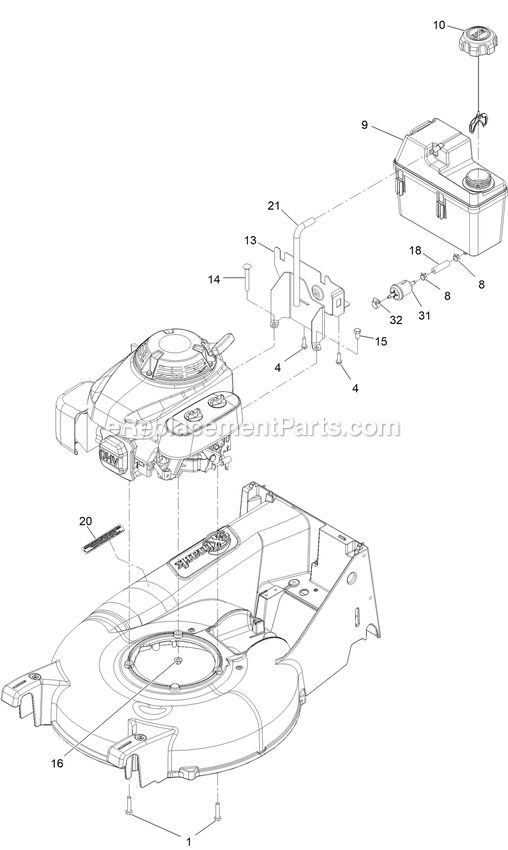 Engine Assembly Diagram and Parts List for ECX160CHN21000 (408644346-411294211)(2021) Exmark Lawn Mower