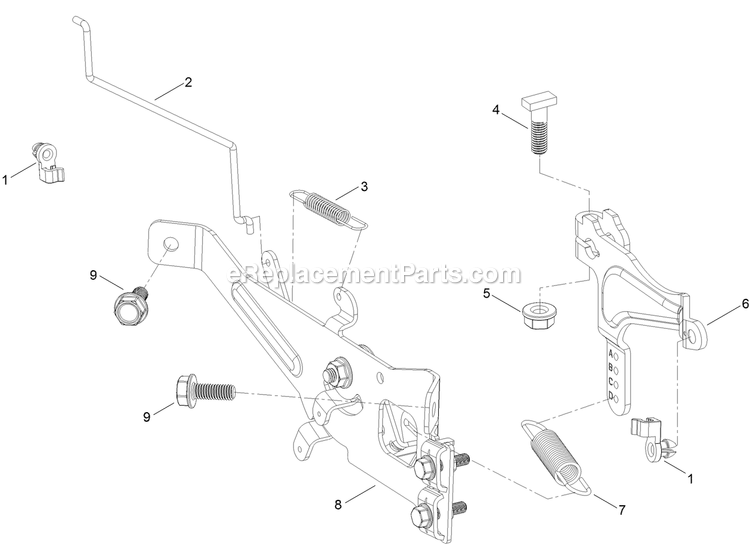 Governor Control Assembly Diagram and Parts List for RAE708GEM52300 (404314159-406294344)(2019) Exmark Lawn Mower
