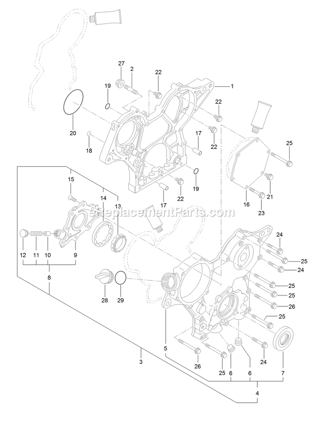 Gear Housing Assembly Diagram and Parts List for LZS80TDYM604W0 (406294345-408644345)(2020) Exmark Lawn Mower