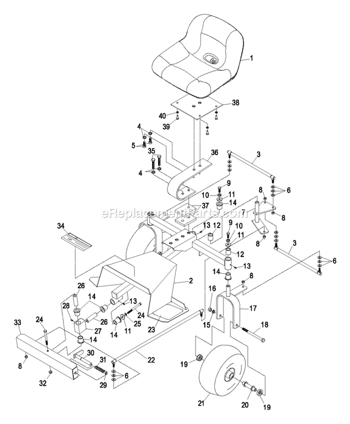 Steerable Sulky Parts Diagram and Parts List for RS52SSW (600000-669999)(2006) Exmark Lawn Tractor Accessories