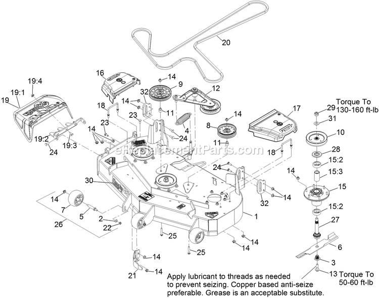 Deck Assembly Diagram and Parts List for LZE600KA484 (313000000-313999999)(2013) Exmark Lawn Mower