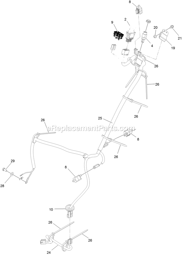 Electrical Assembly Diagram and Parts List for TTS481GKA48300 (404314159-406294344)(2019) Exmark Lawn Mower