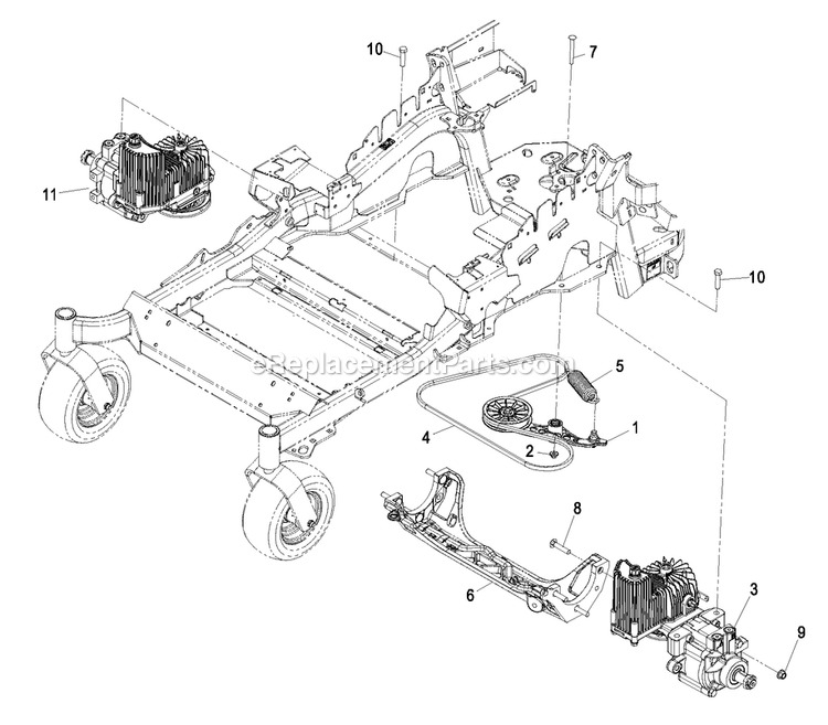 Hydraulic Group (1) Diagram and Parts List for LZA20KAS484 (850000-919999)(2010) Exmark Lawn Mower