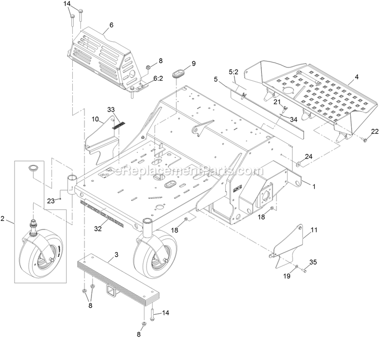 Main Frame Assembly Diagram and Parts List for ARX481CKA30000 (316000000-399999999)(2016) Exmark Aerator