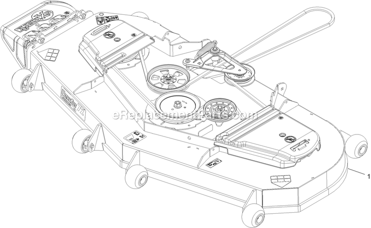 Complete Deck Assembly Diagram and Parts List for LZS740PKC72400 (315000000-315999999)(2015) Exmark Lawn Mower