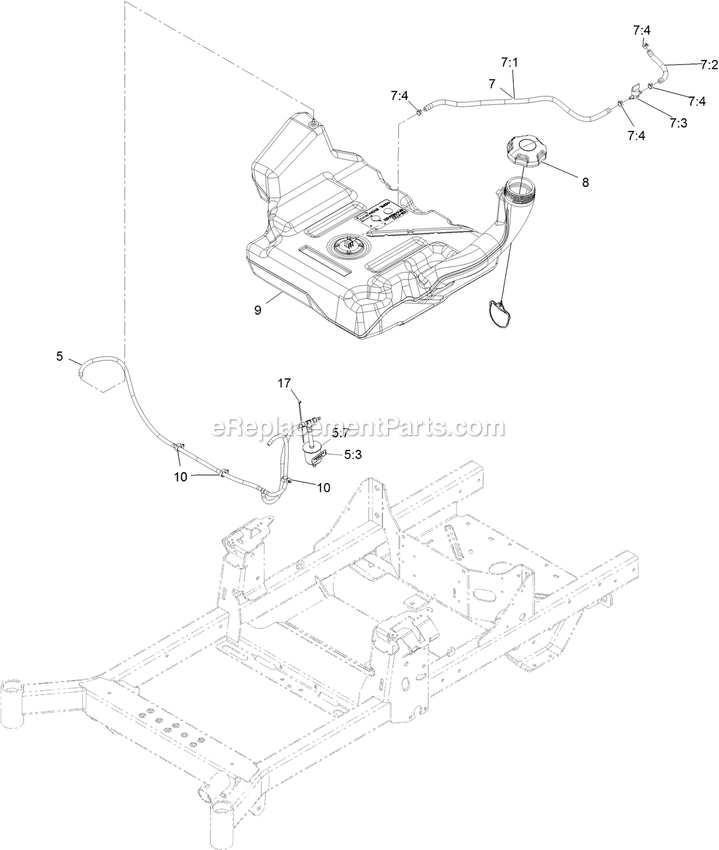 Fuel Assembly Diagram and Parts List for RAE708GEM52300 (404314159-406294344)(2019) Exmark Lawn Mower