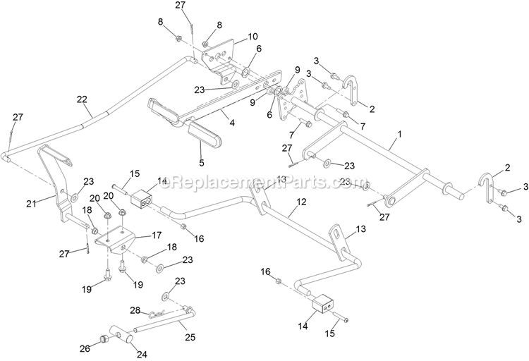 Deck Lift Assembly Diagram and Parts List for QZS708GEM50200 (406294345-408644345)(2020) Exmark Lawn Mower