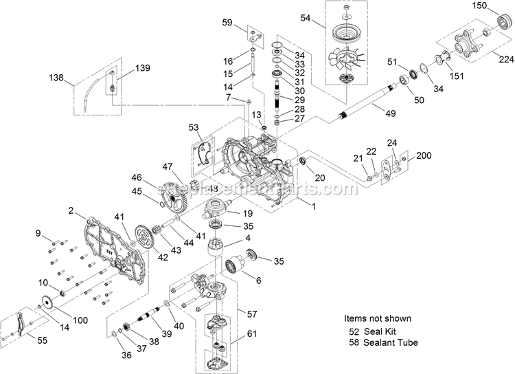 Rh Hydro Transaxle Assembly Diagram and Parts List for QTE691KA501 (312000000-312999999)(2012) Exmark Lawn Mower