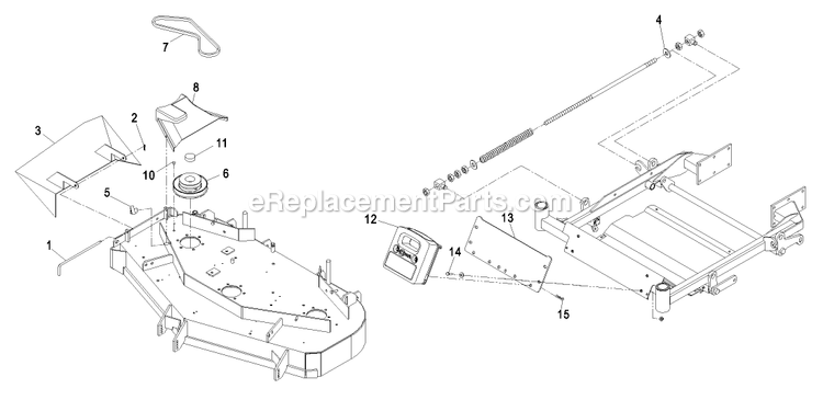 Deck Components And Front Weights Diagram and Parts List for LHPUV4448 (510000-599999)(2005) Exmark Lawn Tractor Accessories