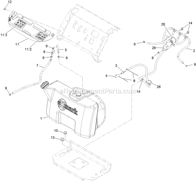 Fuel Assembly Diagram and Parts List for VTX651GKA48400 (316000000-399999999)(2016) Exmark Lawn Mower