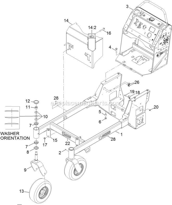 Main Frame Assembly Diagram and Parts List for VTS541CKA36300 (315000000-315999999)(2015) Exmark Lawn Mower
