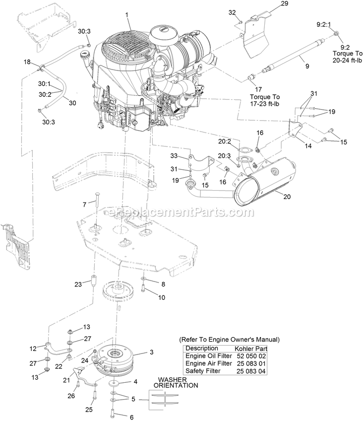 Engine Assembly Diagram and Parts List for LZX940EKC60600 (316000000-399999999)(2016) Exmark Lawn Mower